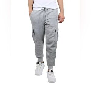Blue Ice Men’s‎ Heather Gray Cargo Fleece Sweatpants Jogger Ribbed Cuff Size XL